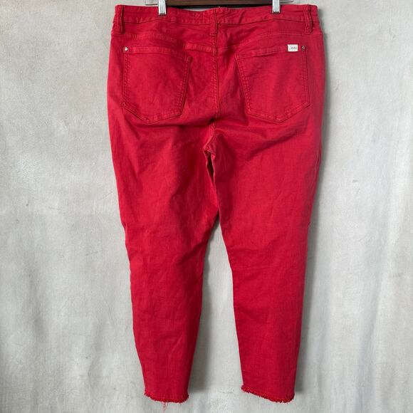 Jen 7 cropped skinny jeans red size 14 high rise plus size seven for all mankind - Picture 2 of 4